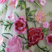 Strapless Floral Tea Length Dress with Jacket