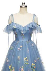 Straps Lavender Floral A-line Short Homecoming Dress