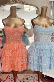 Lavender Strapless Cowl Neck Short A-line Princess Dress
