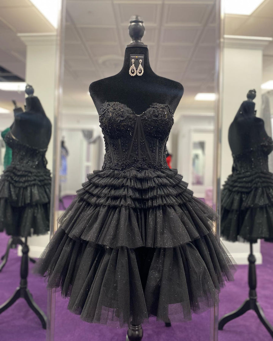 Red Sweetheart Lace and Ruffles Short Tulle Dress