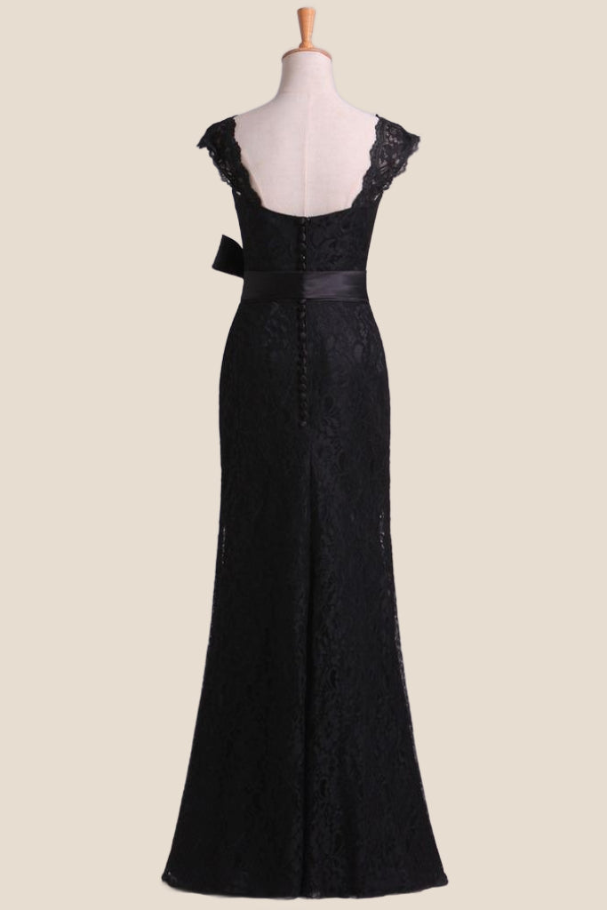 Black Lace Sheath Long Bridesmaid DressBlack Lace Sheath Long Bridesmaid Dress