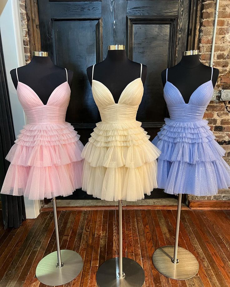 Straps Blue Tiered Ruffle Short A-line Homecoming Dress Ohmollydress Straps Blue Tiered Ruffle Short A-line Homecoming Dress Ohmollydress