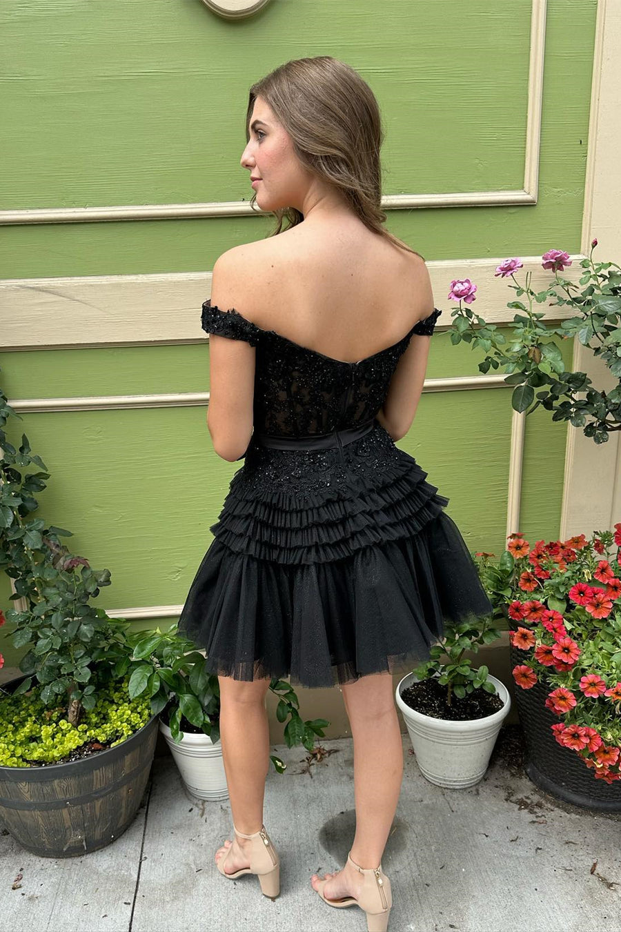 Off the Shoulder Fuchsia Appliques A-line Homecoming Dress