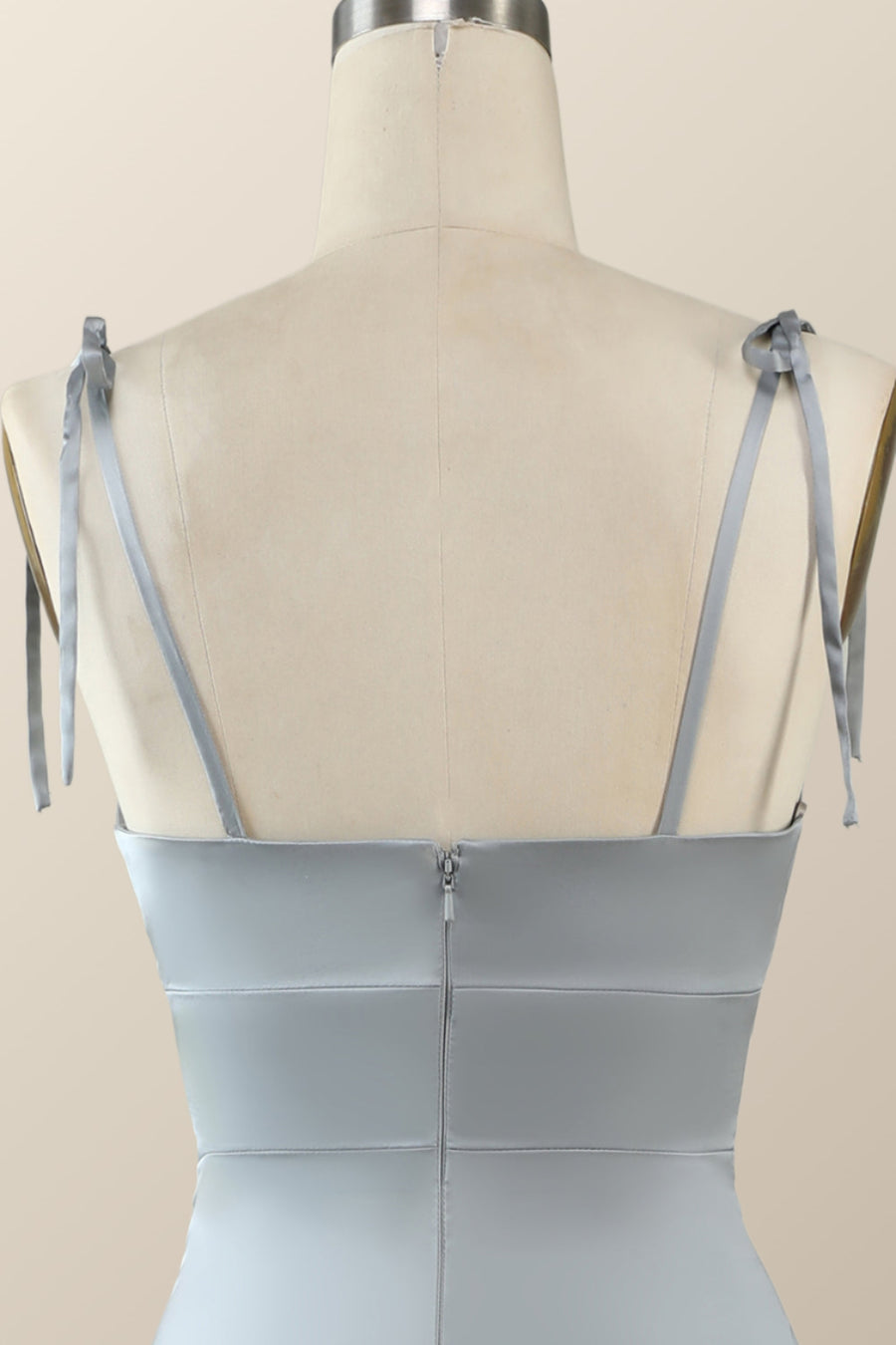 Misty Blue Straps Ruffle A-line Bridesmaid Dress