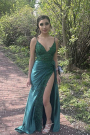 Blue Appliques Mermaid Long Formal Dress