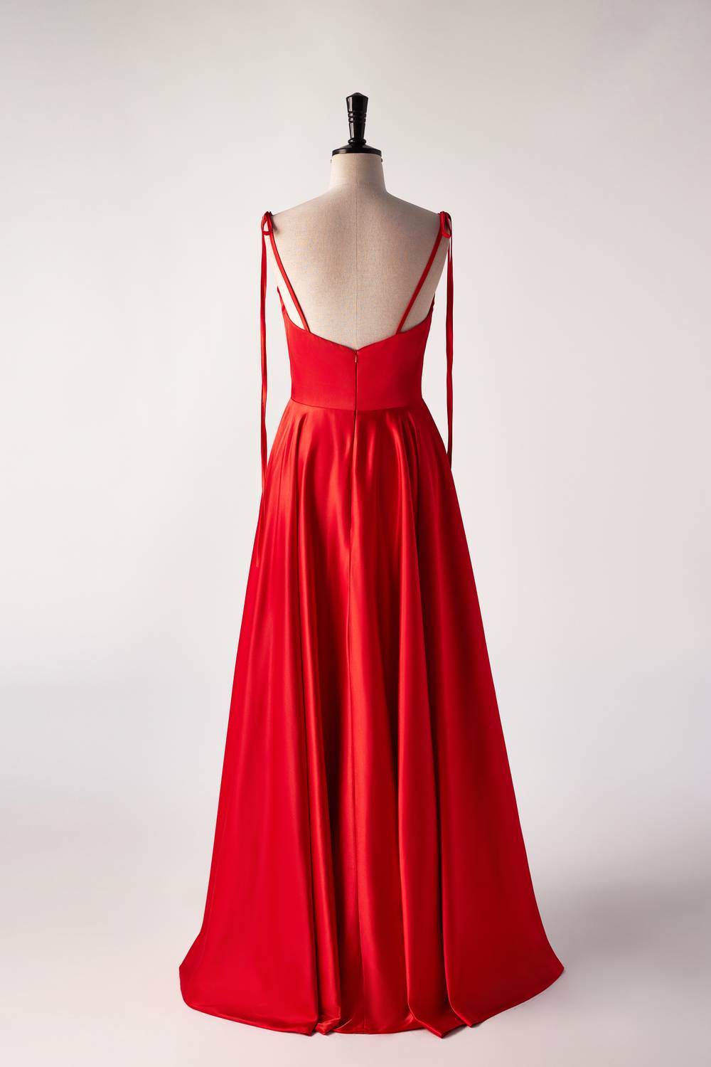 Cowl Neck Red Satin Long Maxi Dress