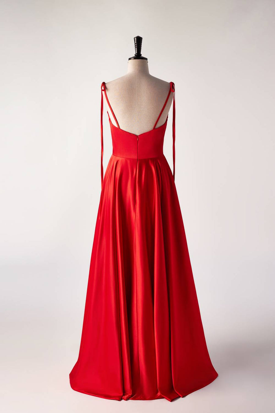 Cowl Neck Red Satin Long Maxi Dress