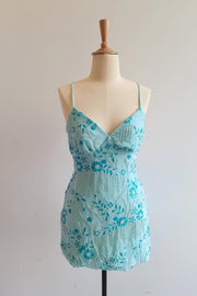 Spaghetti Straps Beaded Pink Mini Dress