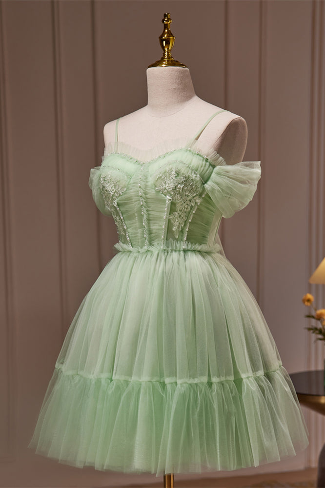 Sage Green Off the Shoulder Short Princess Dress