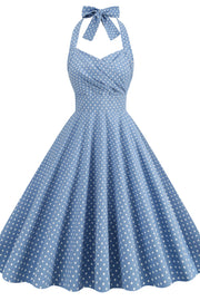 Halter Red Polk Dots Swing Dress