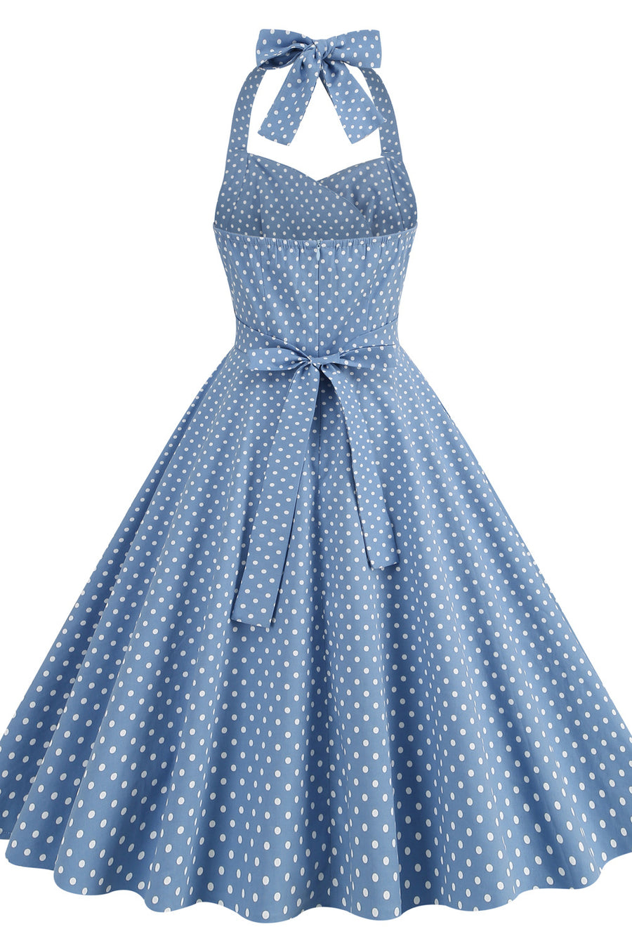 Halter Red Polk Dots Swing Dress