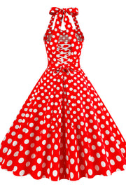 Yellow Polk Dots Halter Swing Dress