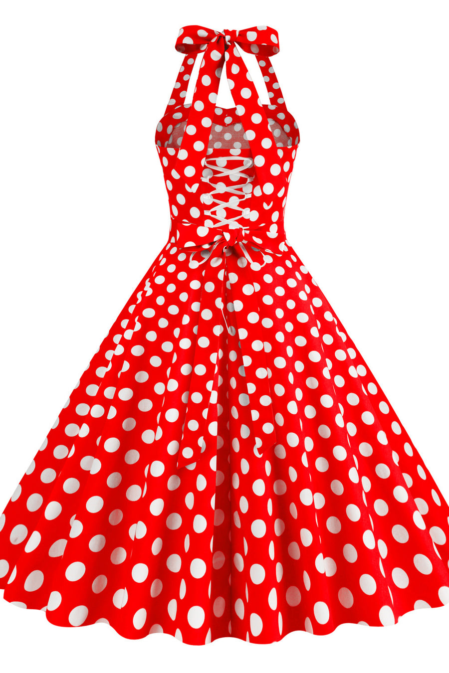 Yellow Polk Dots Halter Swing Dress