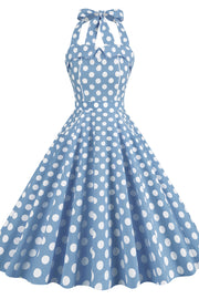 Yellow Polk Dots Halter Swing Dress
