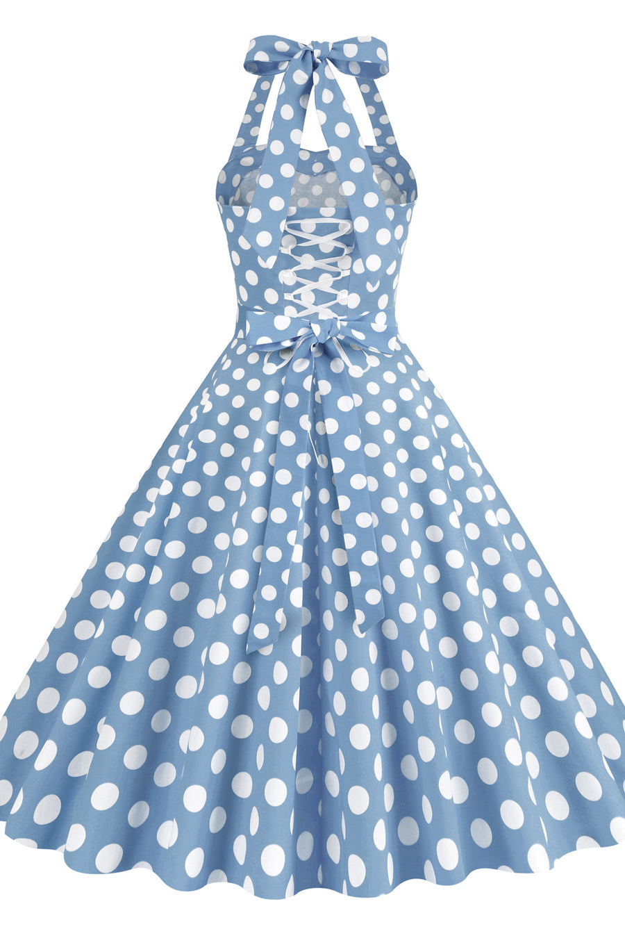 Yellow Polk Dots Halter Swing Dress