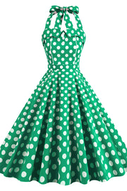 Yellow Polk Dots Halter Swing Dress