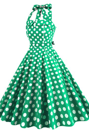 Yellow Polk Dots Halter Swing Dress