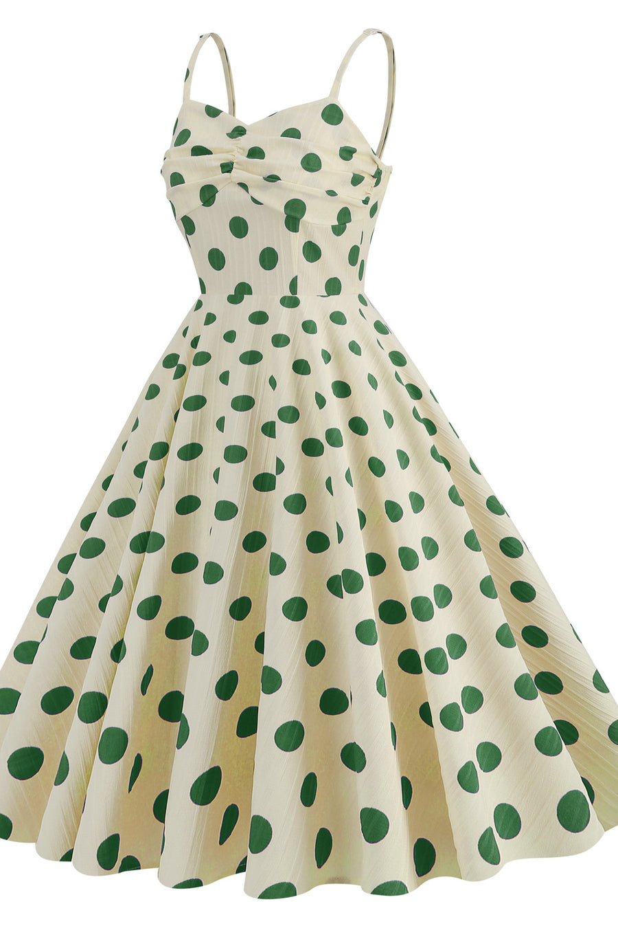 Straps Ivory and Red Polk Dots Swing Dress