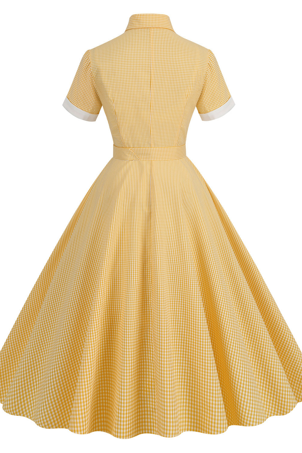 Short Sleeves Yellow Daisy Swing Dress