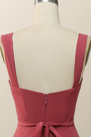 Sweetheart Terracotta Chiffon Long Bridesmaid Dress