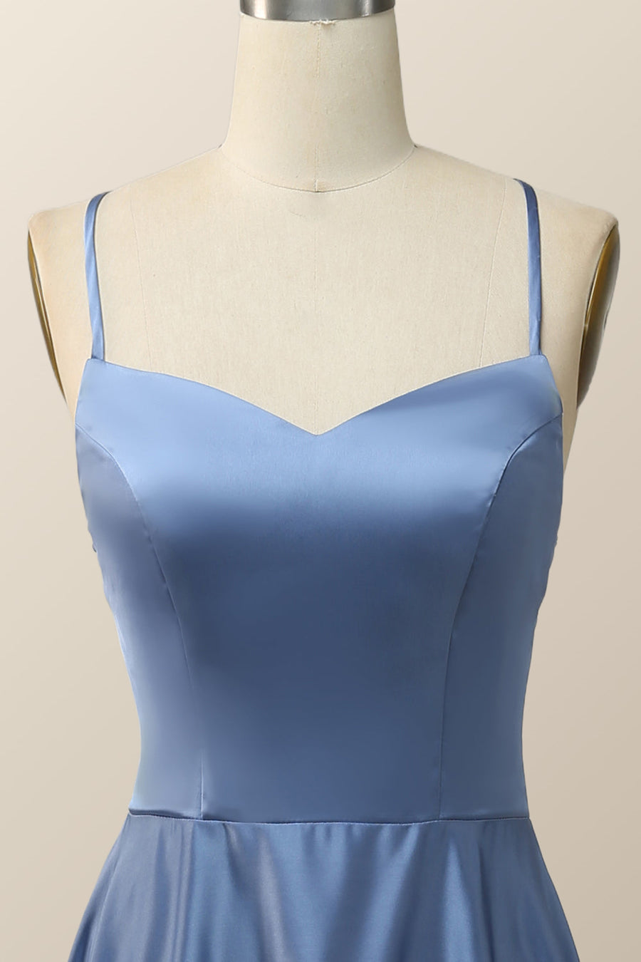 Simply Blue Straps A-line Long Formal Dress