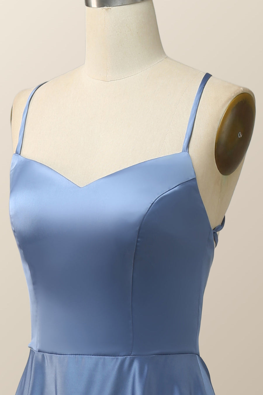 Simply Blue Straps A-line Long Formal Dress