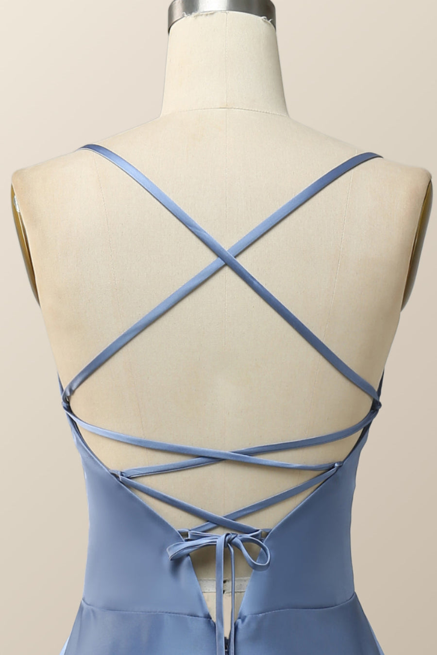 Simply Blue Straps A-line Long Formal Dress