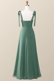 Eucalyptus Square Neck Long Bridesmaid Dress