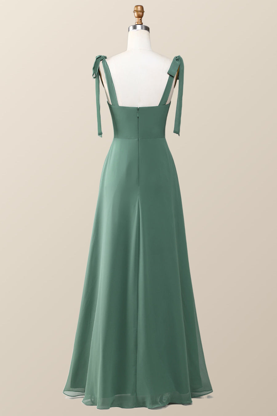 Eucalyptus Square Neck Long Bridesmaid Dress