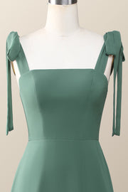 Eucalyptus Square Neck Long Bridesmaid Dress