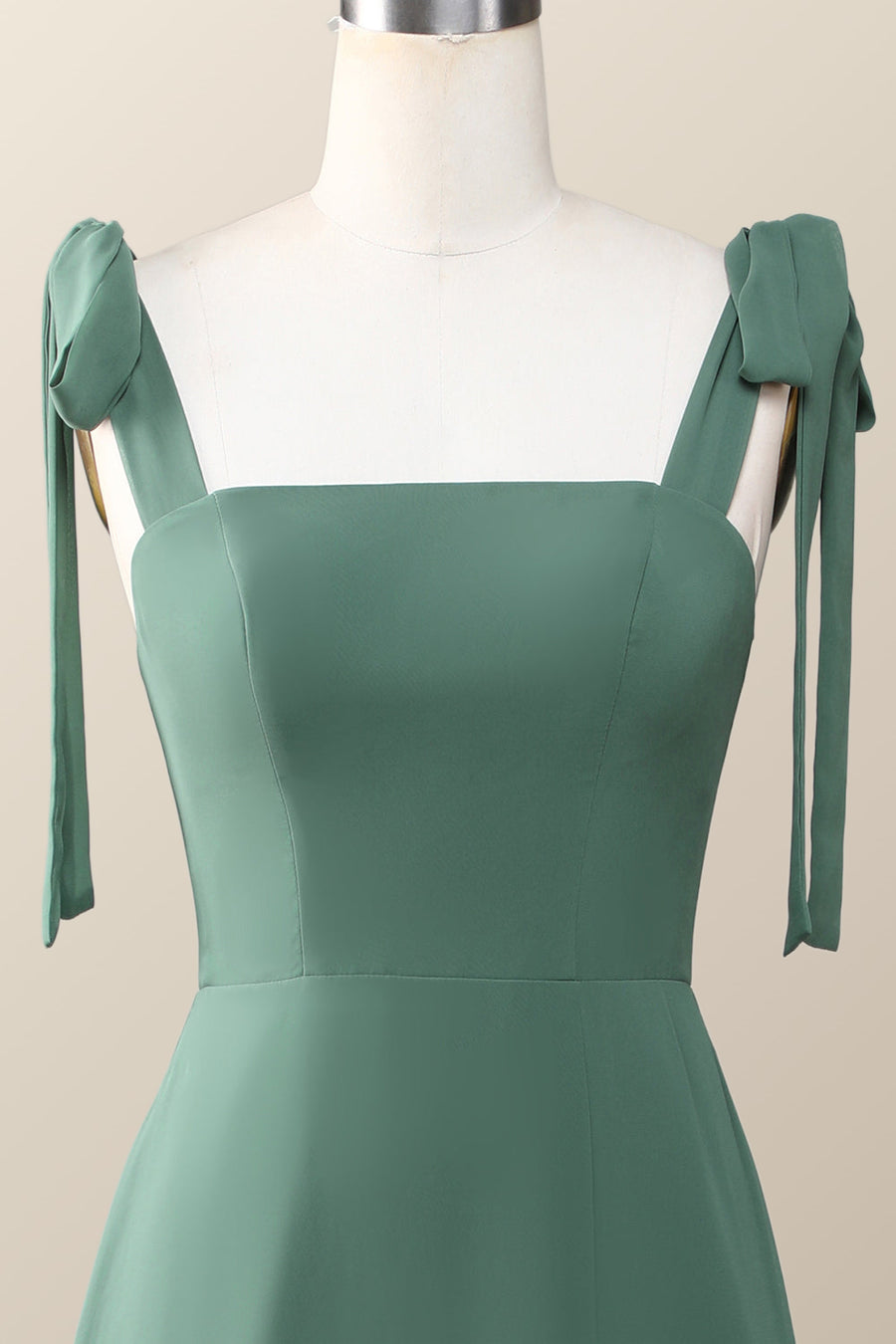Eucalyptus Square Neck Long Bridesmaid Dress