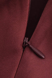 High Neck Burgundy Open Back Long Dress