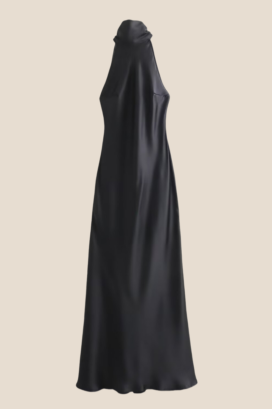 High Neck Burgundy Open Back Long Dress