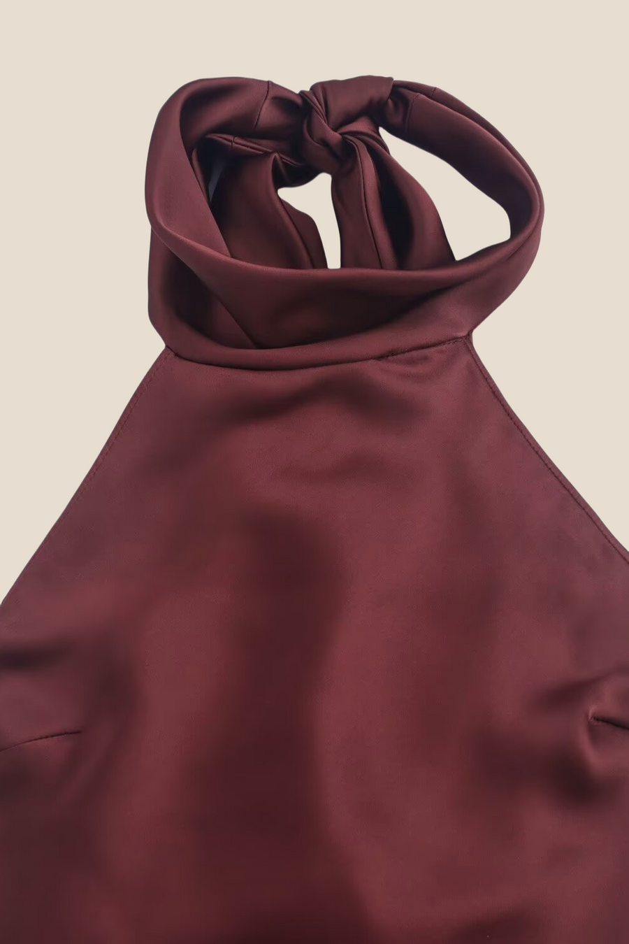 High Neck Burgundy Open Back Long Dress