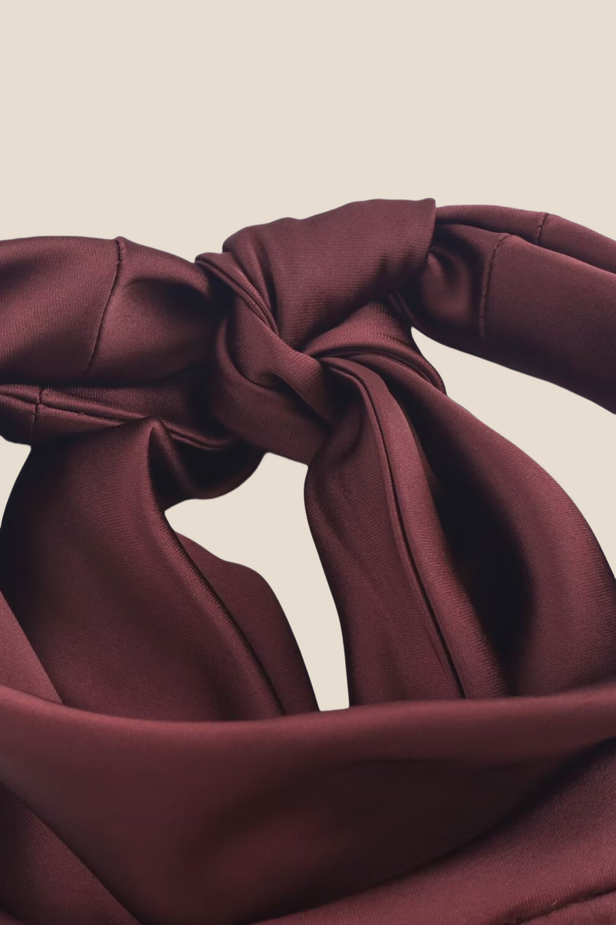 High Neck Burgundy Open Back Long Dress