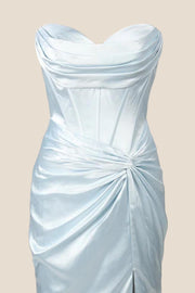 Sky Blue Strapless Mermaid Long Formal Dress