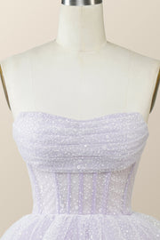 Lavender Strapless Cowl Neck Short A-line Princess Dress