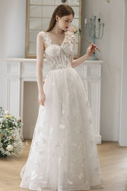 Butterfly White Corset A-line Long Dress