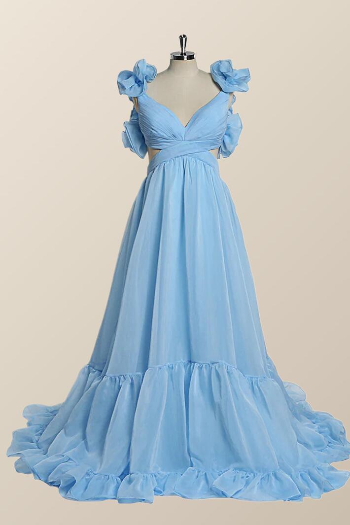 Ruffle Straps Fuchsia Pleated A-line Boho Dress