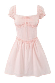 Cap Sleeves Cute Pink A-line Short Dress