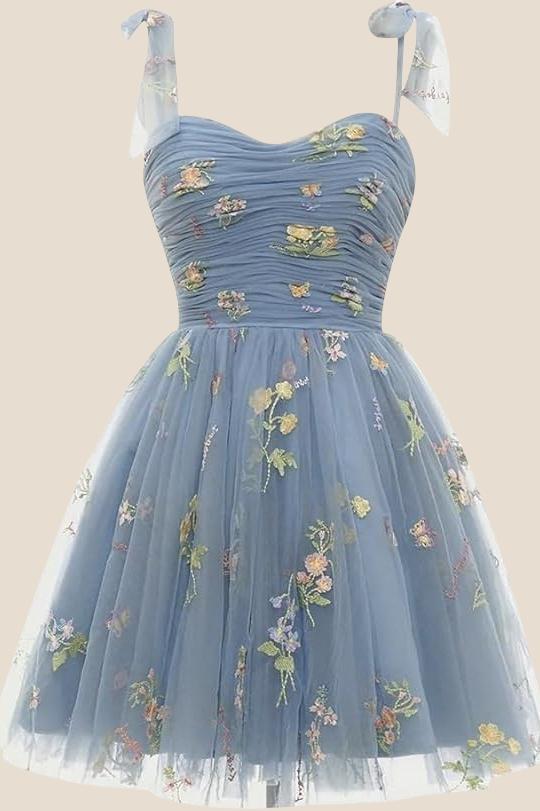 Champagne A-line Floral Short Princess Dress Ohmollydress Champagne A-line Floral Short Princess Dress Ohmollydress
