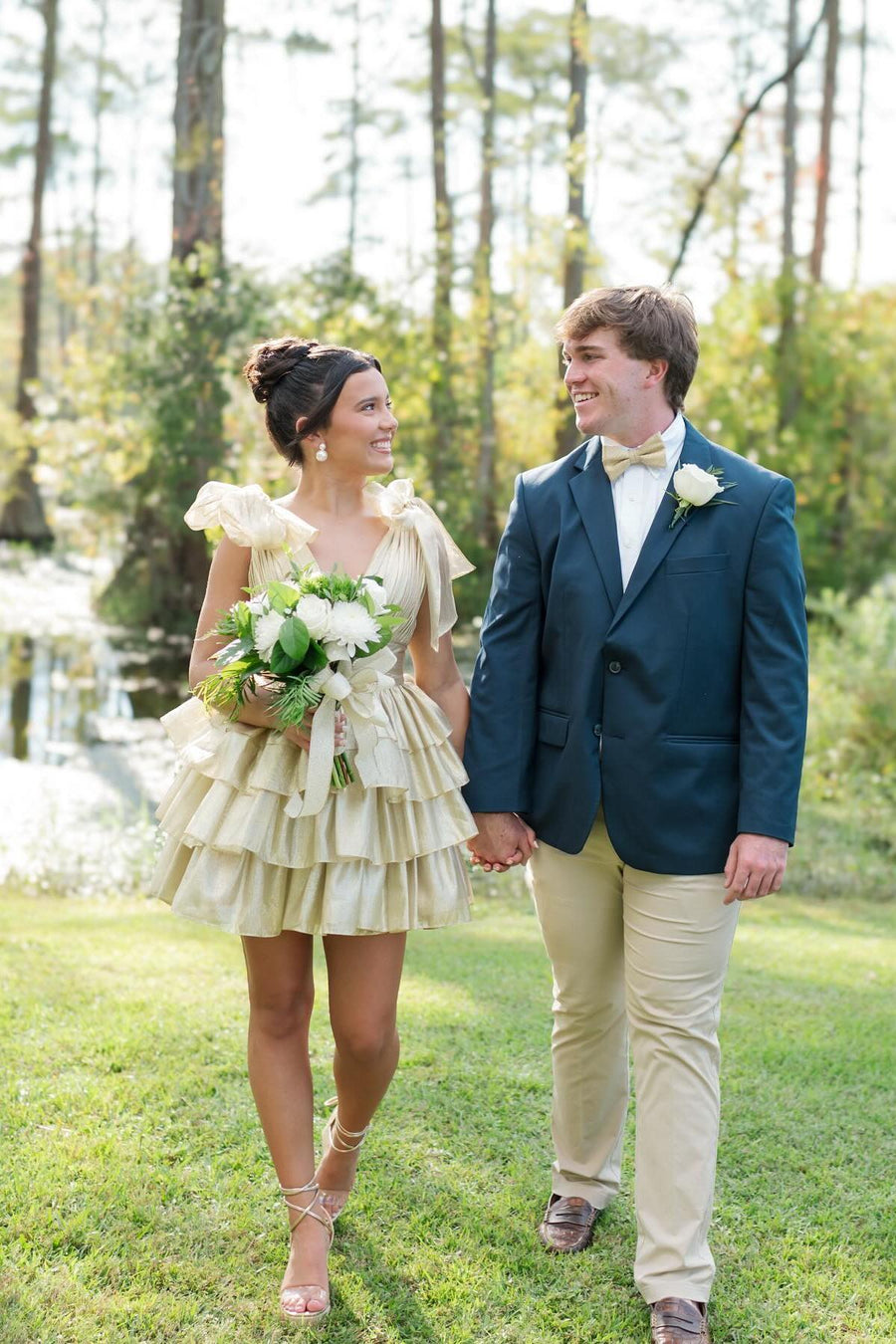 Plunge Neck Royal Blue Layered Short Dress