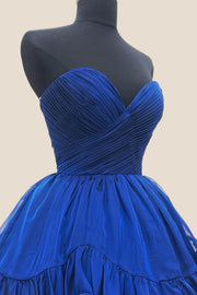 Fuchsia Ruched Chiffon A-line Short Ruffle Dress