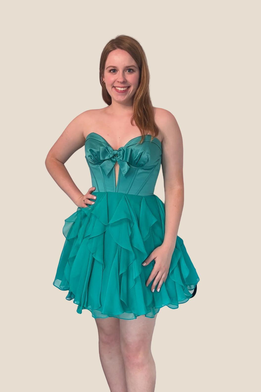 Black Sweetheart A-line Short Chiffon Ruffle Dress