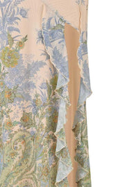 Strapless Floral Print Fitted Maxi Dress