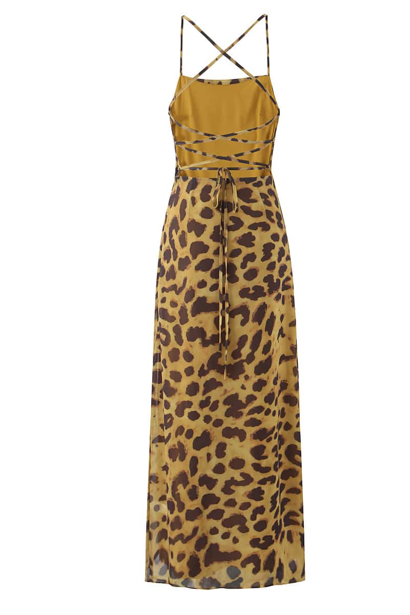 Straps Leopard Print Fitted Long Dress – Ohmollydress