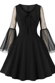 Flare Long Sleeves Black Swing Dress