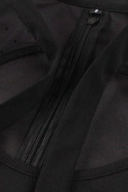 High Neck Embroidery Black Swing Dress