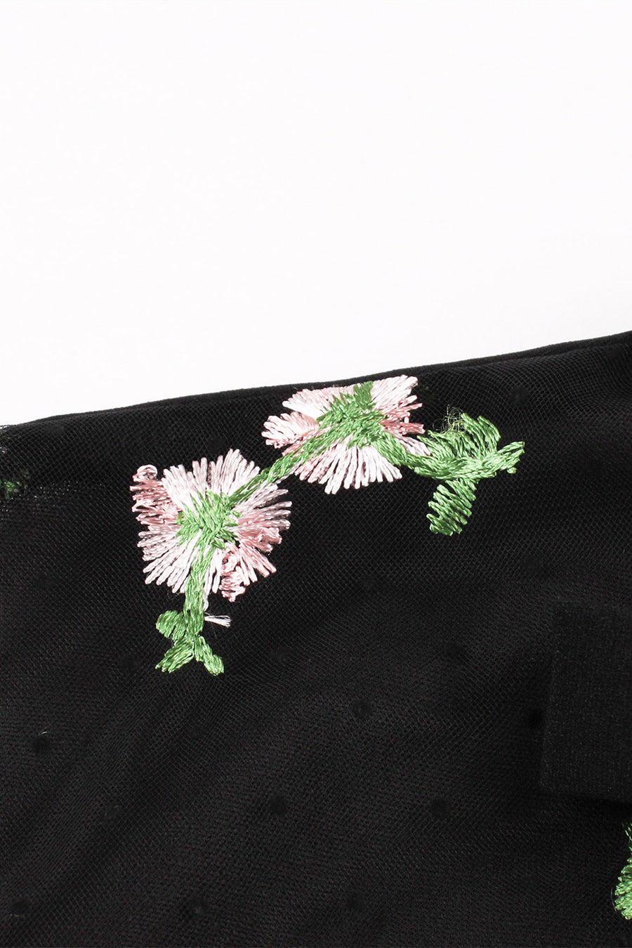 High Neck Embroidery Black Swing Dress