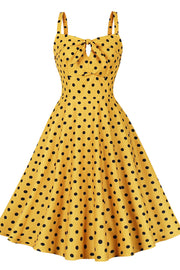 Yellow and Black Polk Dots Swing Dress